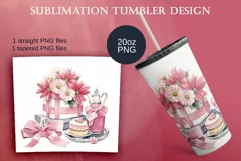 Watercolor pink life, Pinkcore Tumbler Sublimation PNG Product Image 2
