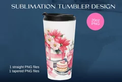 Watercolor pink life, Pinkcore Tumbler Sublimation PNG Product Image 1