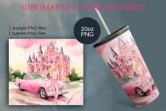 Watercolor pink life, Pinkcore Tumbler Sublimation PNG Product Image 3