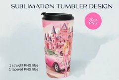 Watercolor pink life, Pinkcore Tumbler Sublimation PNG Product Image 4