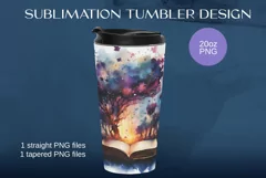 Watercolor Magic book, WRAP tumbler sublimation PNG Product Image 3