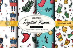 Christmas nutcracker digital paper Product Image 1
