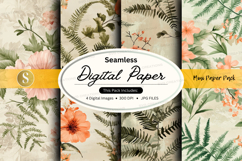 Seamless digital paper - floral and fern pattern Product Image 1