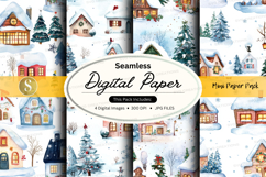 Winter village digital paper Product Image 1
