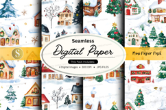 Seamless winter village digital paper Product Image 1