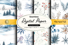 Seamless winter landscape digital paper Product Image 1