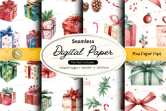 Seamless digital paper - christmas gifts digital paper pack Product Image 1