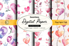 Seamless digital paper - watercolor hearts Product Image 1
