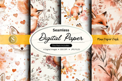 Seamless digital paper - fox and floral pattern Product Image 1