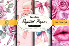 Seamless floral hearts digital paper Product Image 1