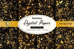 Golden sparkles on black background seamless pattern Product Image 1