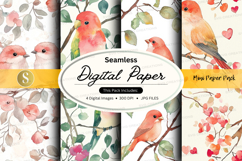 Seamless digital paper - bird and floral pattern Product Image 1