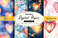 Seamless heart lantern digital paper Product Image 1