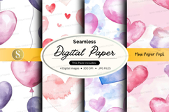 Seamless heart balloons digital paper Product Image 1