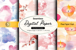 Seamless digital paper - watercolor flowers and candles Product Image 1