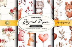Seamless digital paper with animal illustrations Product Image 1