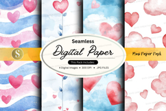Seamless digital paper - heart and cloud pattern Product Image 1