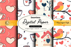 Seamless digital paper - love birds and coffee Product Image 1