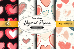 Seamless hearts digital paper Product Image 1