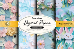 Seamless digital paper - pastel bunny and floral pattern dig Product Image 1