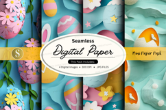 Seamless digital paper - easter eggs and flowers digital pap Product Image 1
