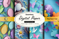 Seamless digital paper - easter eggs and butterflies Product Image 1