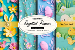 Seamless digital paper - easter bunny and flowers Product Image 1