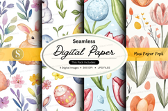 Seamless digital paper - easter bunny and floral designs Product Image 1