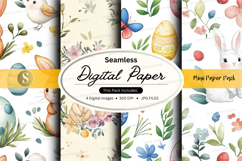 Easter bunny and floral digital paper Product Image 1