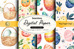 Easter eggs and baskets digital paper Product Image 1