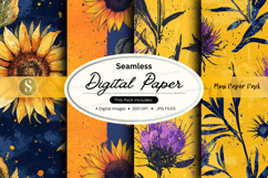 Seamless sunflower digital paper Product Image 1