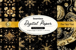 Golden snowflake seamless pattern Product Image 1