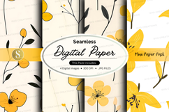 Seamless yellow floral digital paper Product Image 1