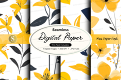 Seamless yellow floral digital paper Product Image 1