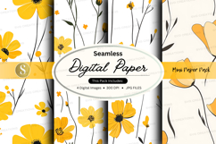Seamless yellow flowers digital paper Product Image 1