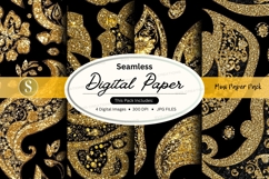 Elegant gold paisley pattern on black background Product Image 1