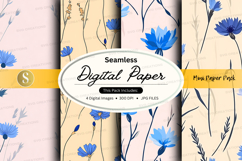 Seamless blue floral digital paper Product Image 1