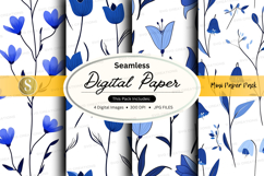 Seamless digital paper - blue floral pattern Product Image 1