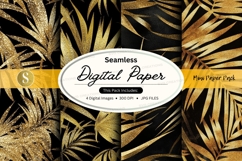 Golden tropical leaves seamless pattern Product Image 1