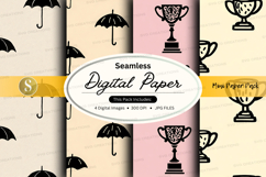 Seamless digital paper - trophy and umbrella theme digital p Product Image 1