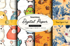 Seamless digital paper - cute animal patterns digital paper Product Image 1