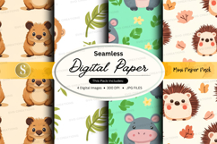 Seamless digital paper - cute forest animals Product Image 1