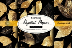 Golden leaves on black seamless pattern Product Image 1