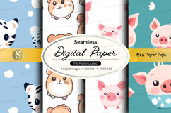 Seamless digital paper - cute animal patterns Product Image 1