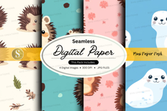 Seamless digital paper - cute animal patterns digital paper Product Image 1