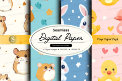 Seamless digital paper - cute animal patterns Product Image 1