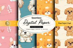 Seamless digital paper - cute puppy pattern Product Image 1