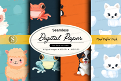Seamless digital paper - cute animal patterns Product Image 1