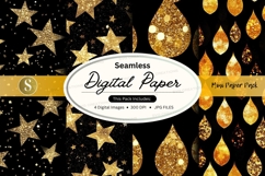 Golden stars and drops seamless pattern Product Image 1