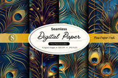 Seamless peacock feather digital paper Product Image 1